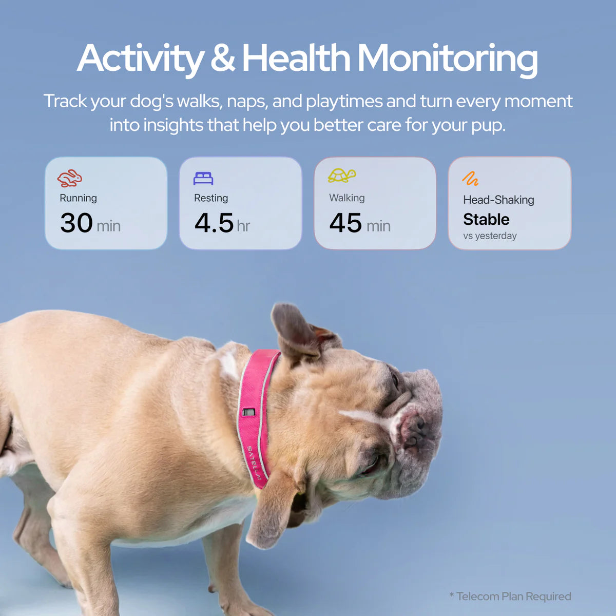 Wireless Dog Fence & GPS Dog Collar with AI Health Insights, Two-Way Audio, Precise Tracking, 3-Day Battery Life, IP68 Waterproof, Gray