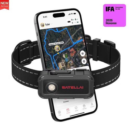 Smart GPS Dog Tracker Collar with Live Tracking & Virtual Boundary Alerts, Health Monitoring, Carbon Black, M (13"-18")
