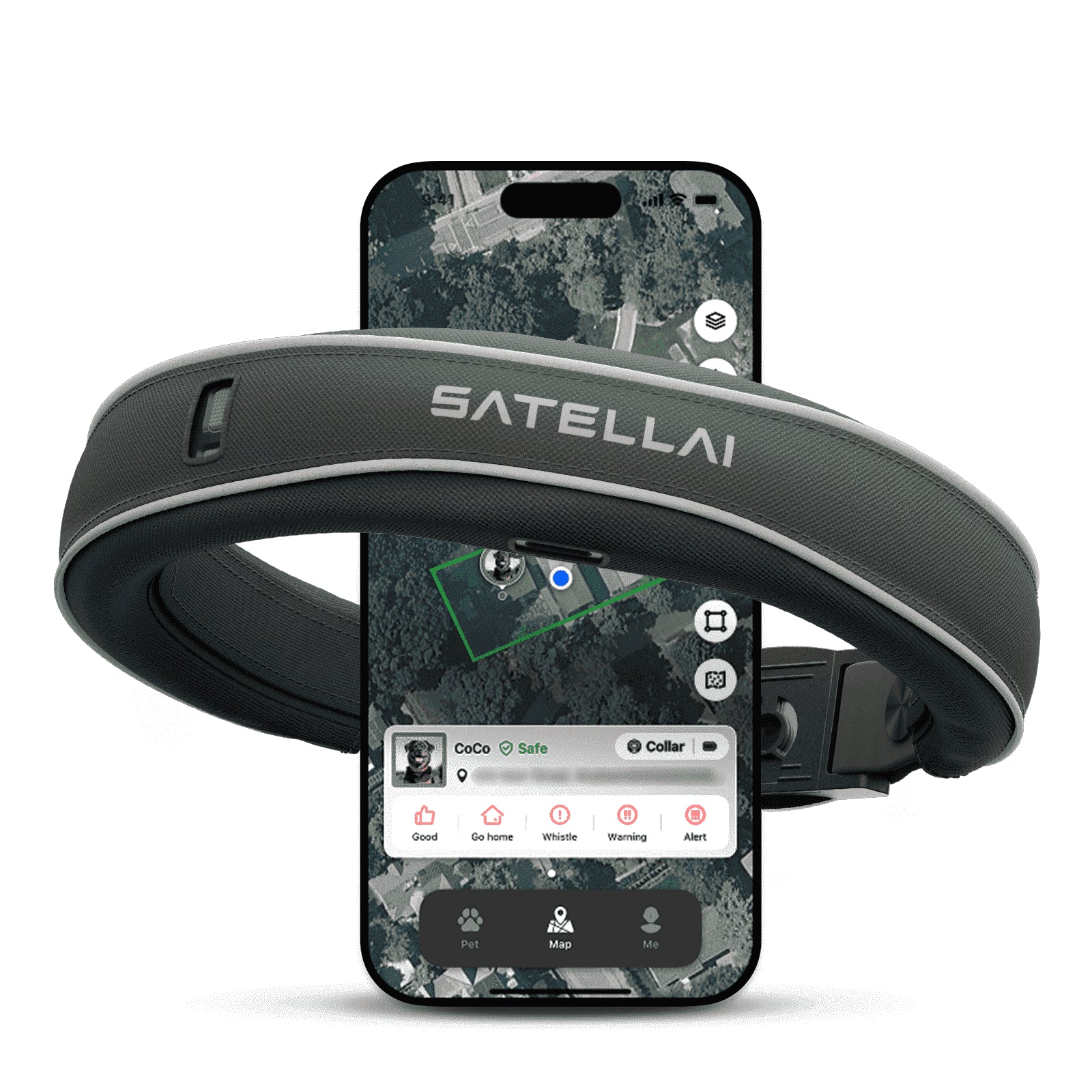 Wireless Dog Fence & GPS Dog Collar with AI Health Insights, Two-Way Audio, Precise Tracking, 3-Day Battery Life, IP68 Waterproof, Gray